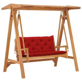 Swing Bench with Red Cushion 66.9" Solid Teak Wood