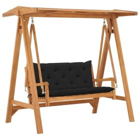 Swing Bench with Black Cushion 66.9" Solid Teak Wood